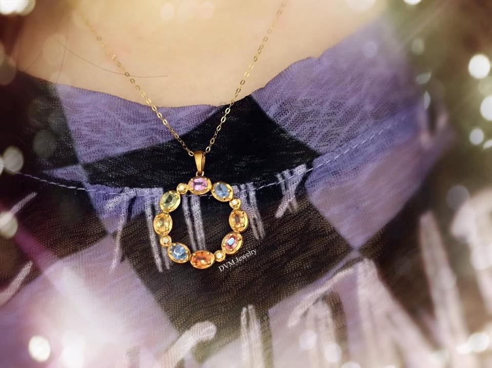 需訂製-18K GOLD RAINBOW SAPPHIRE PENDANT | Gps0007