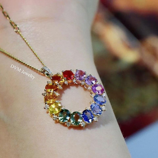 需訂製-18K GOLD RAINBOW SAPPHIRE PENDANT