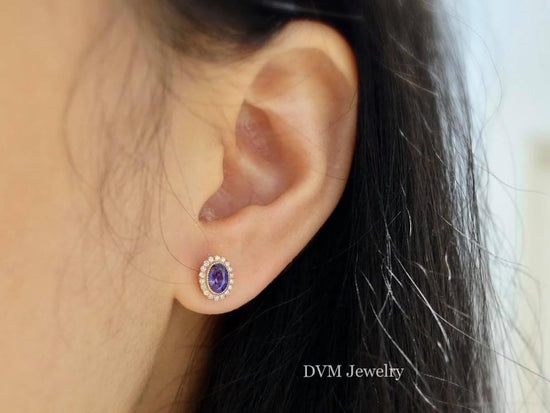 需訂製-18K GOLD PURPLE SAPPHIRE EARRING | Ges0012