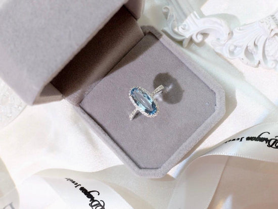 需訂製-18K GOLD AQUAMARINE DIAMOND RING | Gra0008