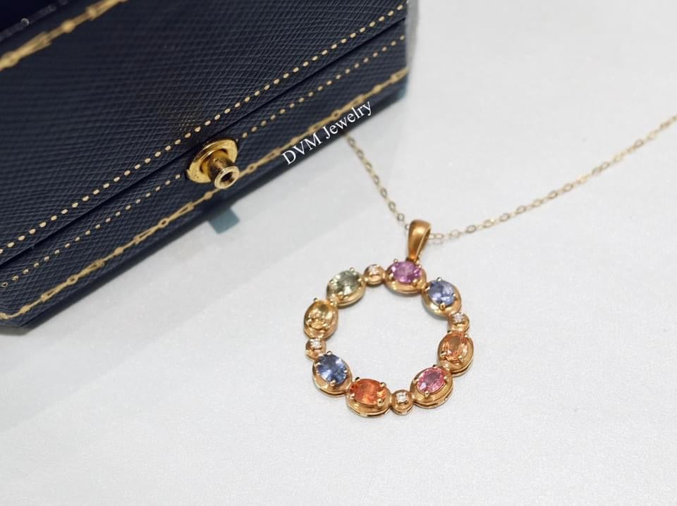 需訂製-18K GOLD RAINBOW SAPPHIRE PENDANT | Gps0007
