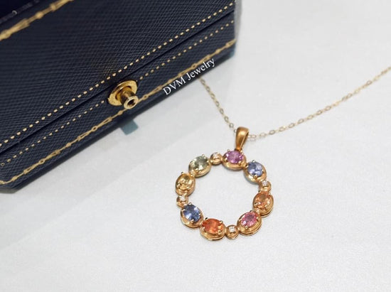 需訂製-18K GOLD RAINBOW SAPPHIRE PENDANT | Gps0007