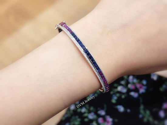 需訂製-18K GOLD PURPLE SAPPHIRE DIAMOND BRACELET | Gbs0004