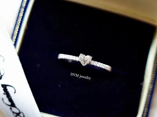 需訂製-18K GOLD HEART SHAPED DIAMOND RING | Drw0043