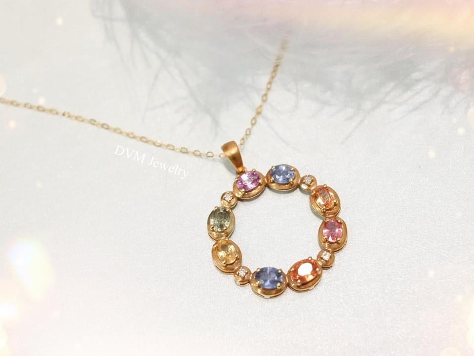 需訂製-18K GOLD RAINBOW SAPPHIRE PENDANT | Gps0007