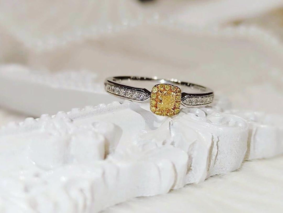 18K GOLD YELLOW DIAMOND RING | Dry0007