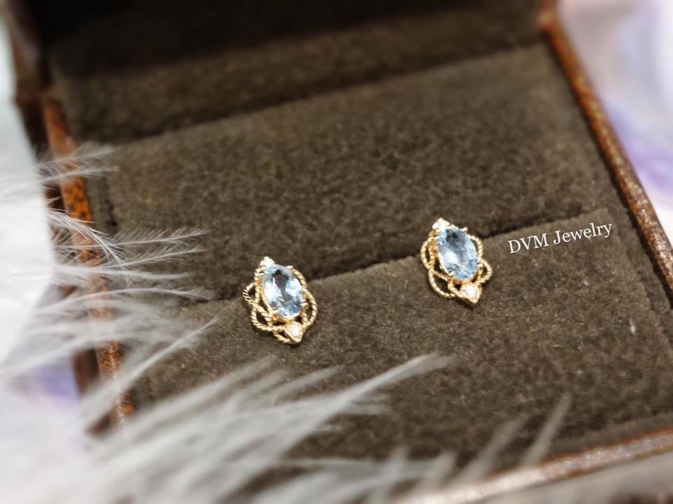 需訂製-18K GOLD AQUAMARINE EARRING | Gea0002