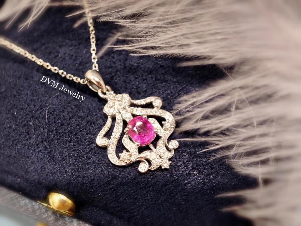 需訂製-18K GOLD PINK SAPPHIRE DIAMOND NECKLACE | Gns0003
