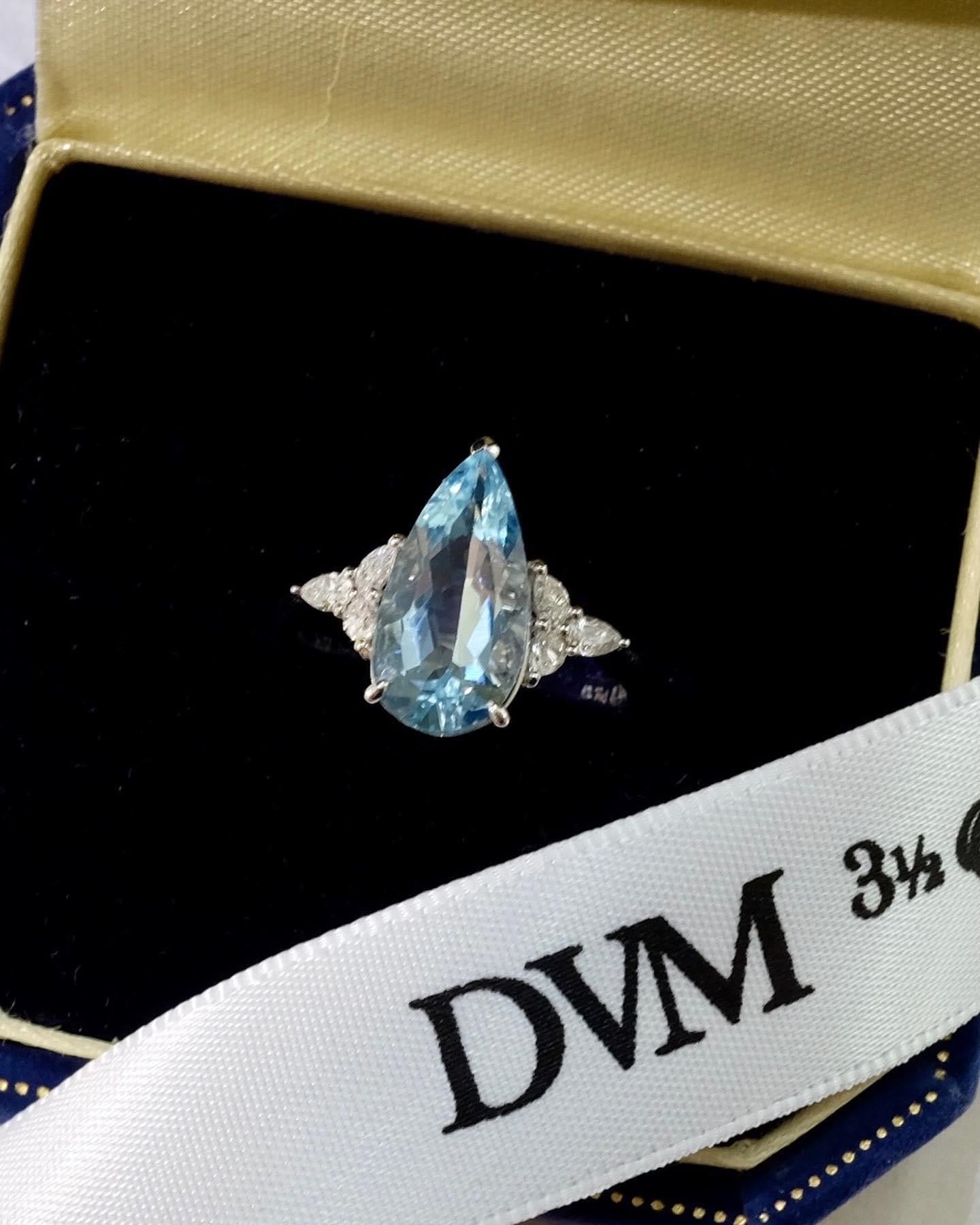 18K GOLD AQUAMARINE DIAMOND RING | Gra0009