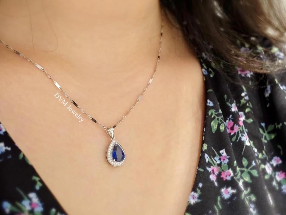 18K GOLD SAPPHIRE DIAMOND PENDANT | Gps0015
