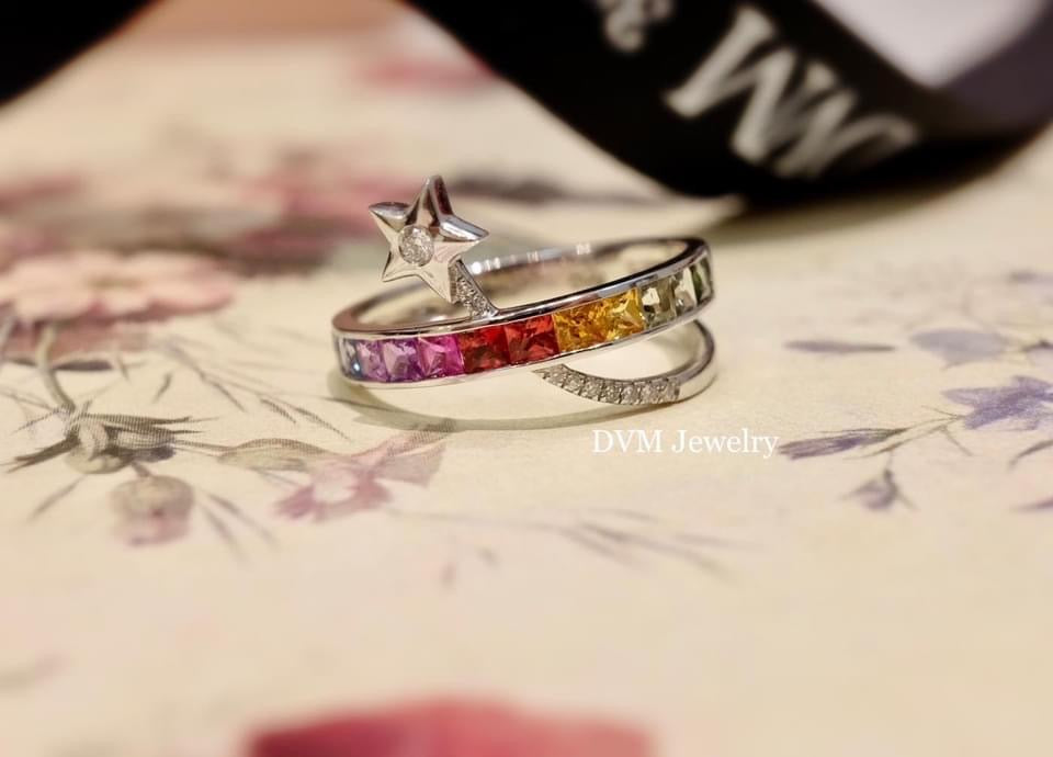 需訂製-18K GOLLD RAINBOW SAPPHIRE RING | Grr0013