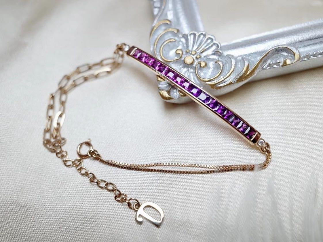 需訂製-18K GOLD PURPLE SAPPHIRE BRACELET  | Gbs0008