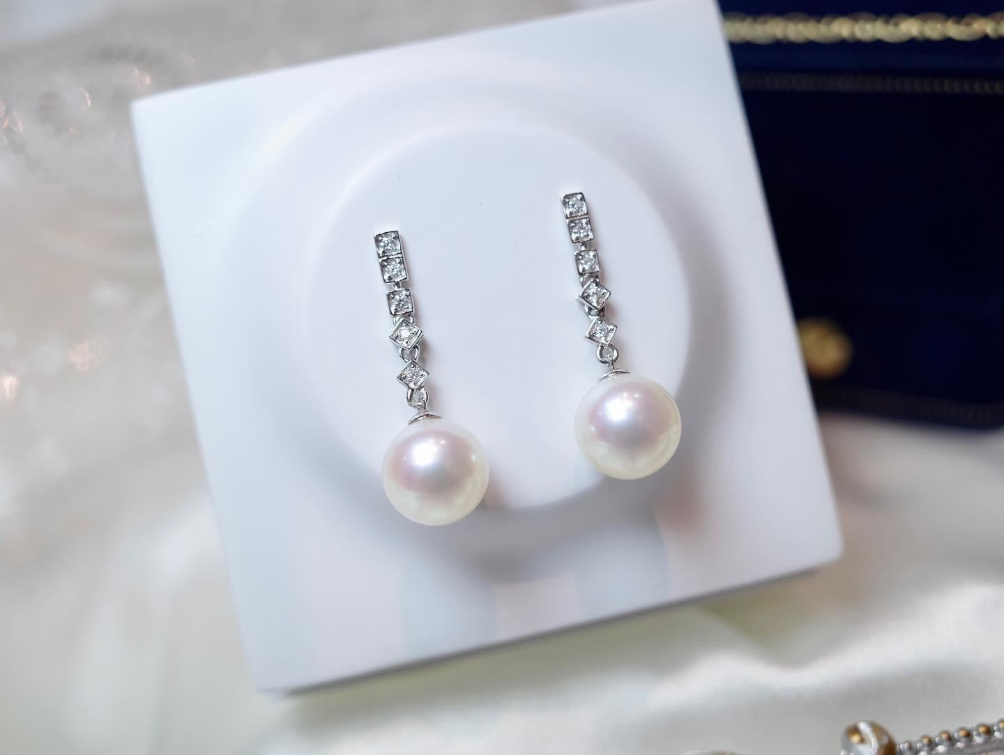 需訂製-18K GOLD DIAMOND PEARL EARRING | Pe0020