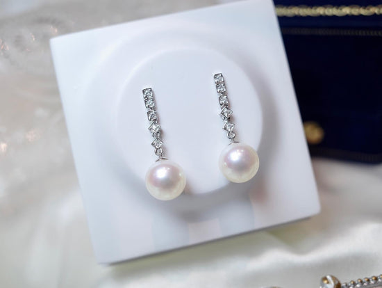需訂製-18K GOLD DIAMOND PEARL EARRING | Pe0020