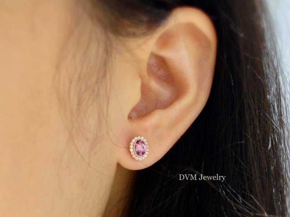 需訂製-18K GOLD PURPLE SAPPHIRE EARRING | Ges0012