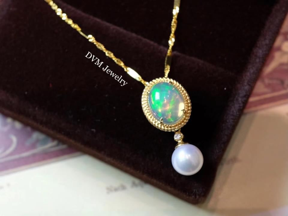 18K GOLD OPAL&PEARL PENDANT | Gpo0005