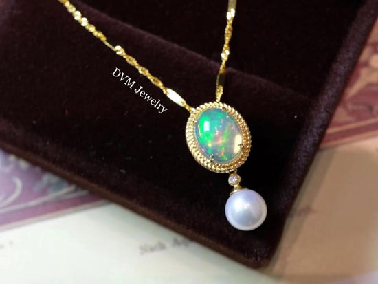 18K GOLD OPAL&PEARL PENDANT | Gpo0005