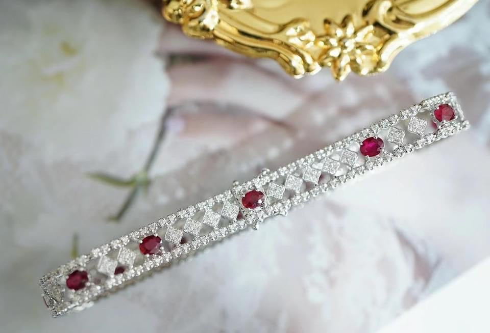 需訂製-18K GOLD RUBY DIAMOND BRACELET