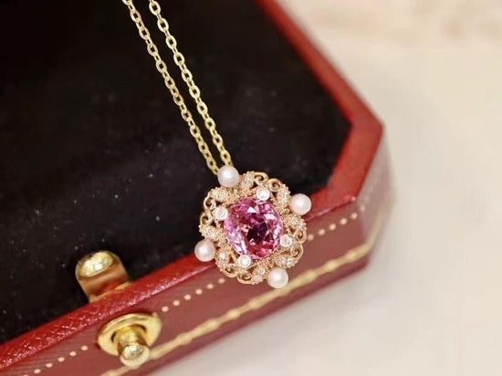 18K GOLD PINK TOURMALINE PENDANT | Gpto0010