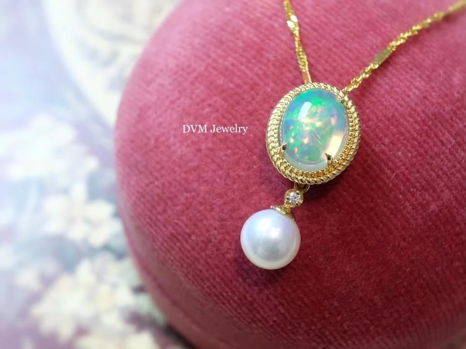 18K GOLD OPAL&PEARL PENDANT | Gpo0005