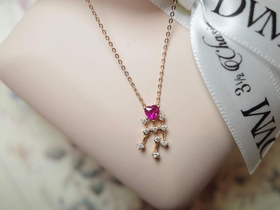 需訂製-18K GOLD PINK RUBY NECKLACE | Gnru0002