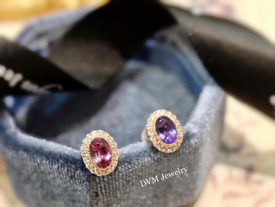 需訂製-18K GOLD PURPLE SAPPHIRE EARRING | Ges0012