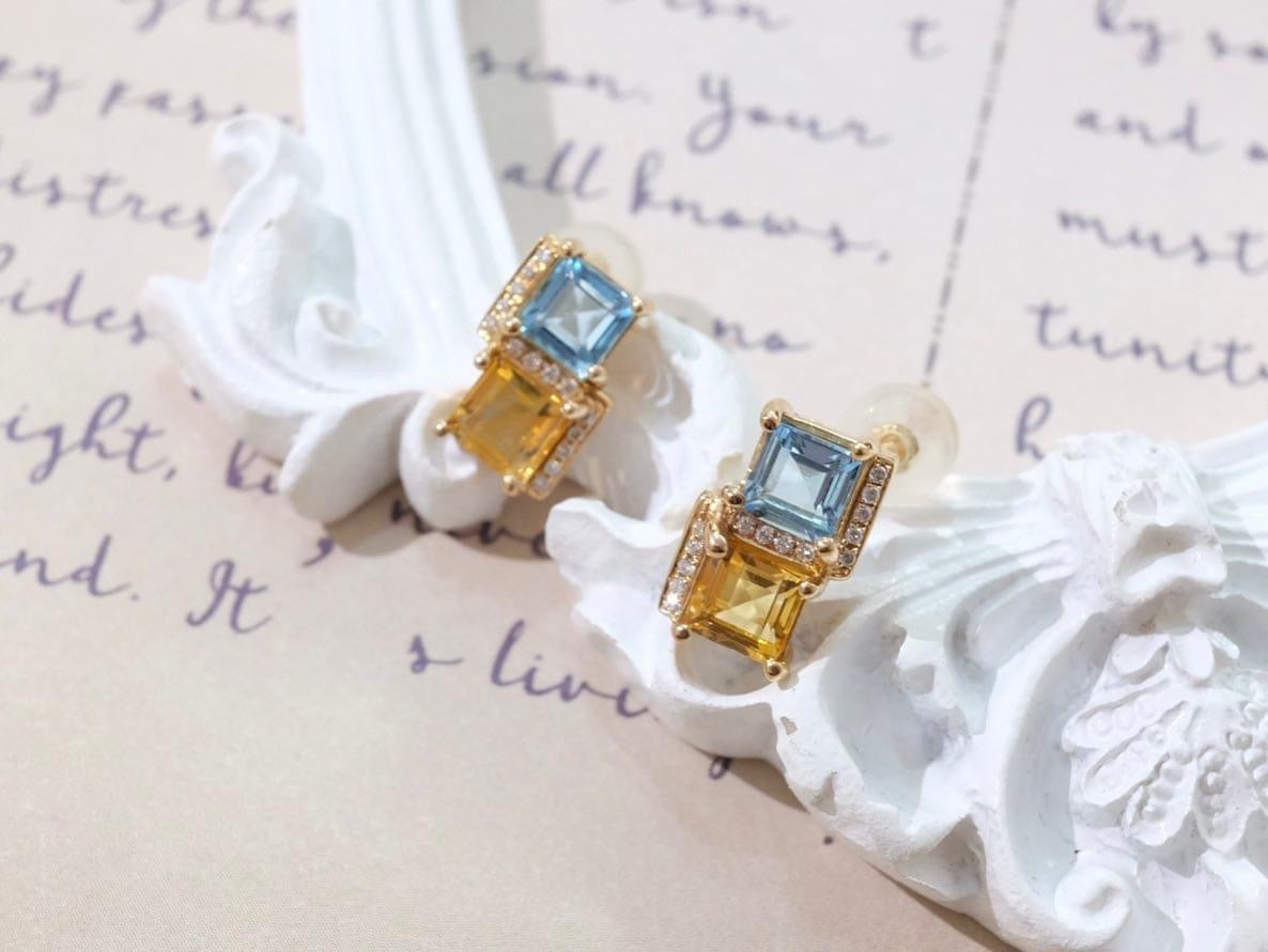 18K GOLD YELLOW SAPPHIRE TOPAZ EARRING | Gept0004