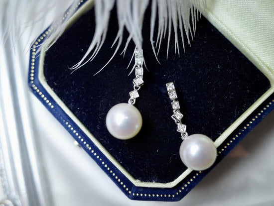 需訂製-18K GOLD DIAMOND PEARL EARRING | Pe0020