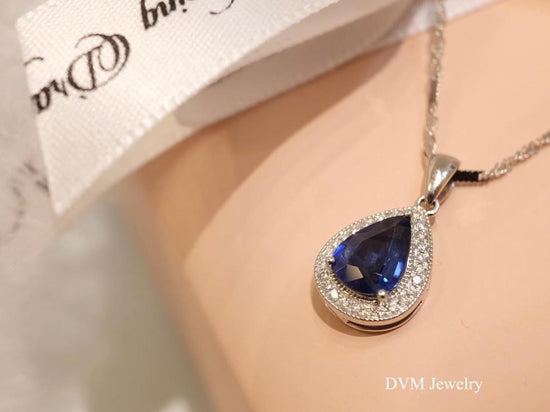 18K GOLD SAPPHIRE DIAMOND PENDANT | Gps0015