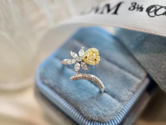 18K GOLD YELLOW DIAMOND RING | Dry0005