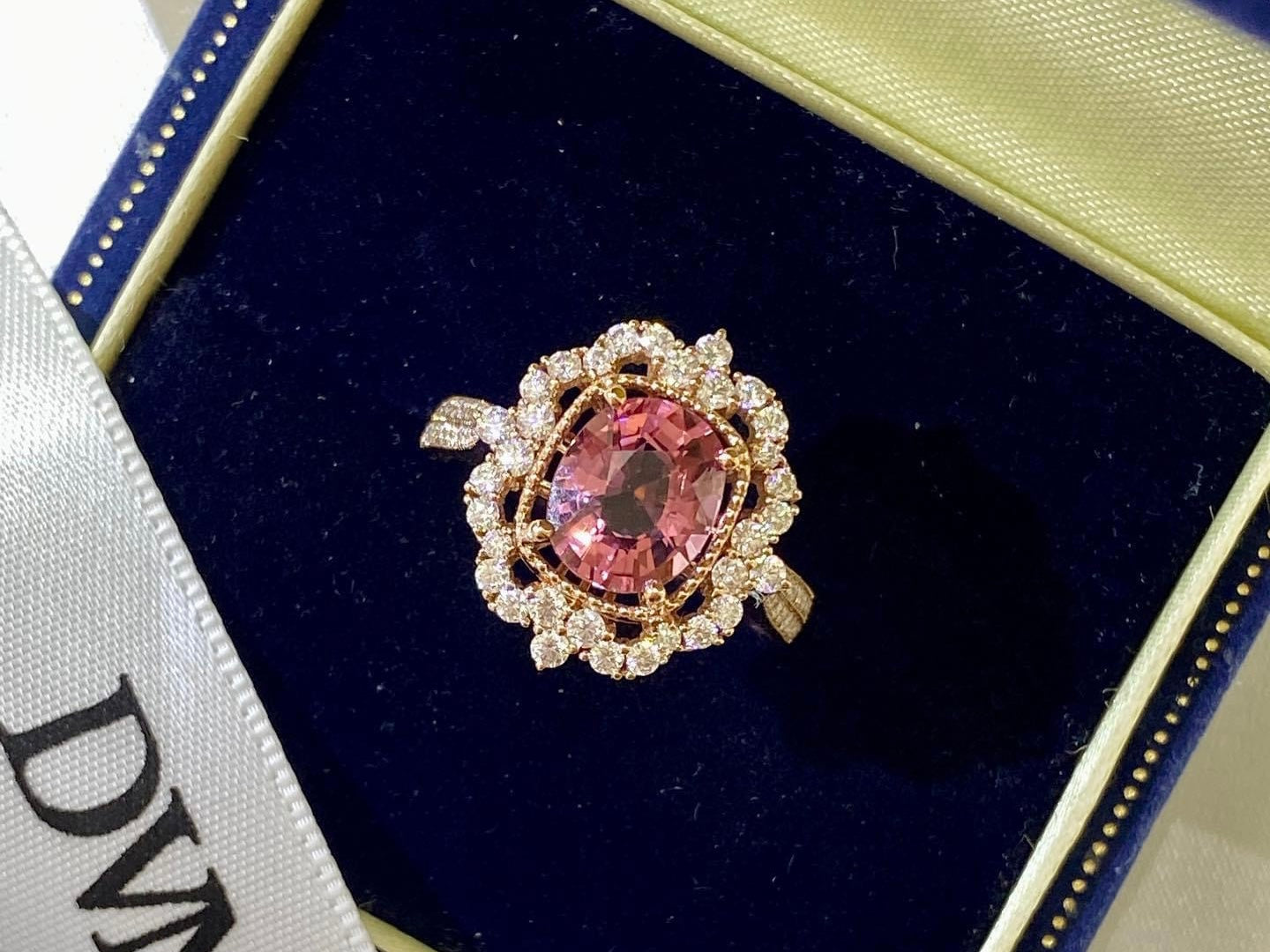 需訂製-18K GOLD PINK TOURMALINE DIAMOND RING | Grto0011