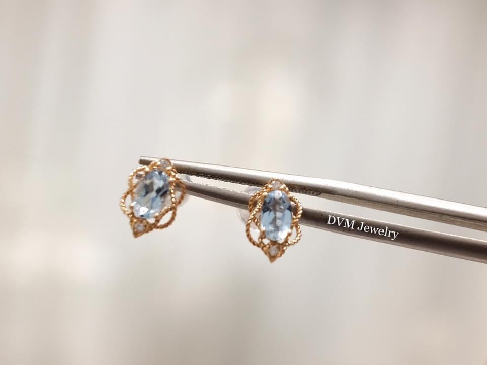 需訂製-18K GOLD AQUAMARINE EARRING | Gea0002