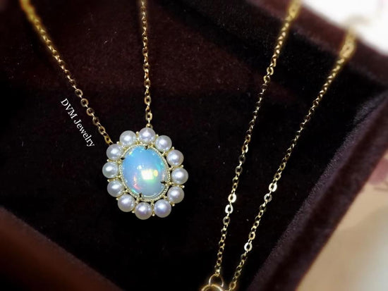 需訂製-18K GOLD OPAL&PEARL PENDANT | Gpo0006