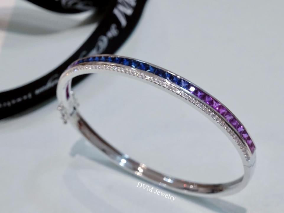需訂製-18K GOLD PURPLE SAPPHIRE DIAMOND BRACELET | Gbs0004