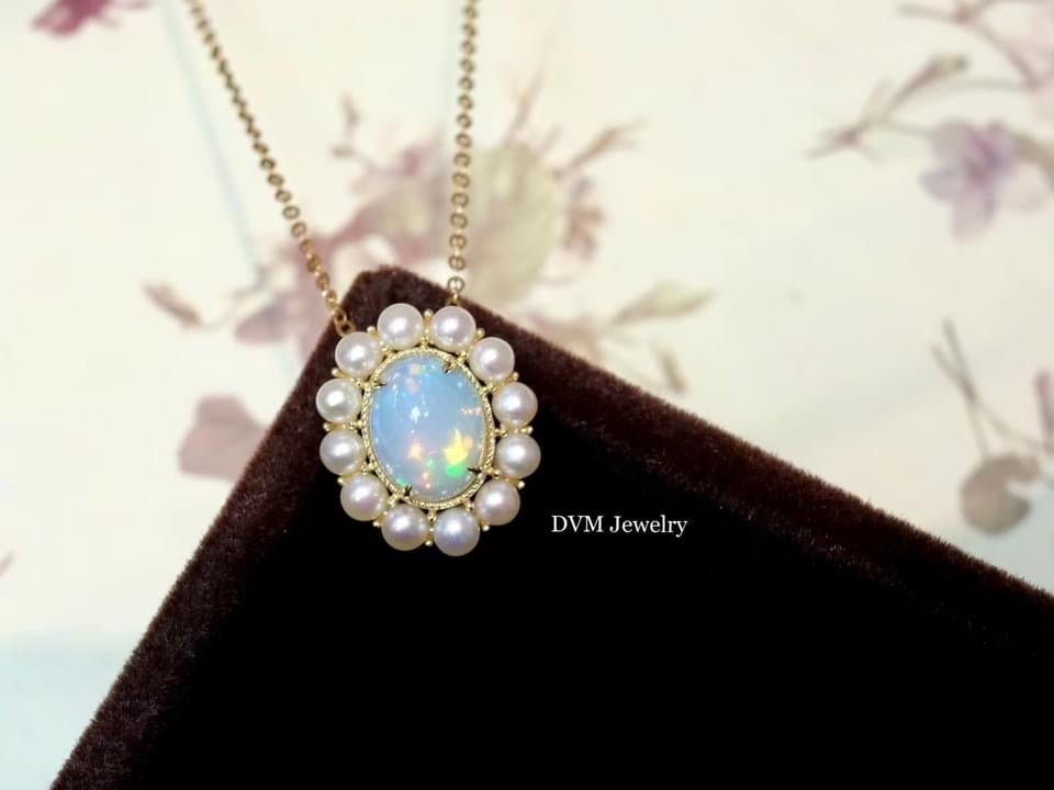 需訂製-18K GOLD OPAL&PEARL PENDANT | Gpo0006
