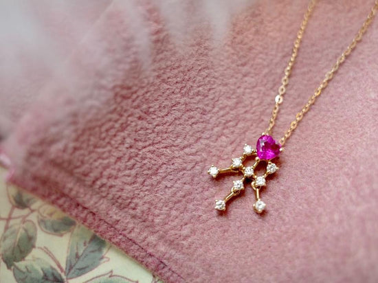需訂製-18K GOLD PINK RUBY NECKLACE | Gnru0002