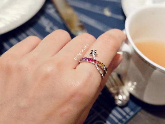 需訂製-18K GOLLD RAINBOW SAPPHIRE RING | Grr0013