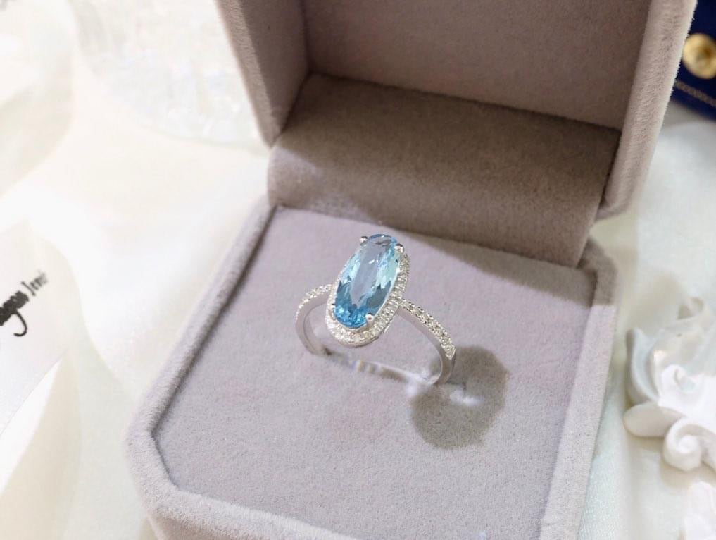 需訂製-18K GOLD AQUAMARINE DIAMOND RING | Gra0008
